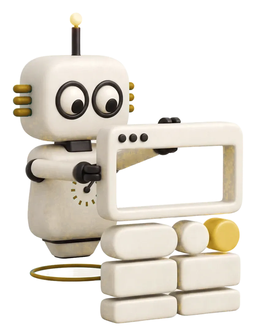 Robot de Magia 360 armando con bloques el diseño de una página web